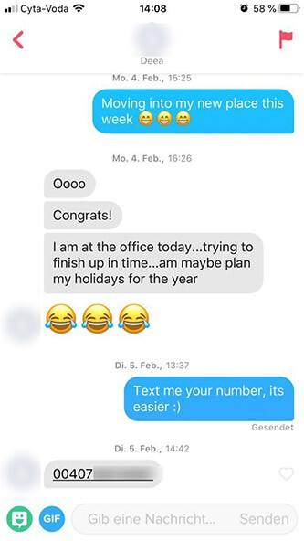 Tinder - Einach ihre Nummer holen
